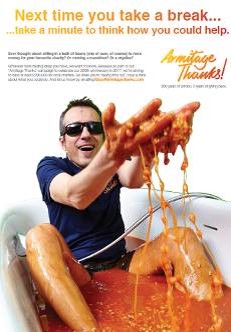 Mike Heaton also in a bath of beans