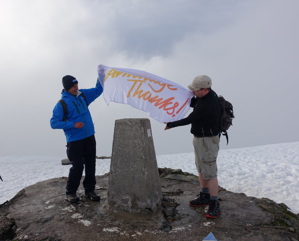 Three Peaks with Mike Heaton and Lee Jones at the summit of Ben Nevis